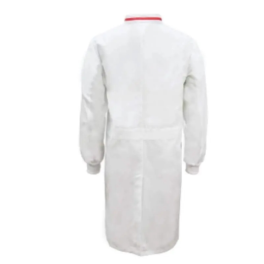 Picture of WorkCraft, Food Industry Long Length Dustcoat with Mandarin Collar, Contrast Trims on Chest, Long Sleeve